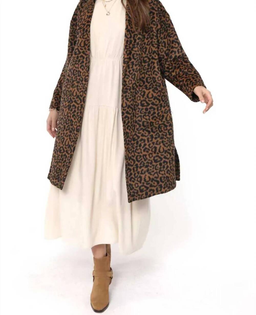 NEW SADIE & SAGE animal instinct leopard coat in brown /black